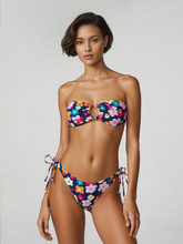 Women's Pink Floral Bikini Set - Strapless Two-Piece Swimsuit with Low-Waist Bottoms