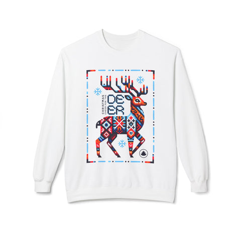 Christmas Deer Folk - Fleece Crewneck Sweatshirt