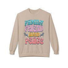 Family Friend and Peace Christmas- Fleece Crewneck Sweatshirt