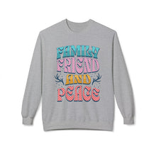 Family Friend and Peace Christmas- Fleece Crewneck Sweatshirt