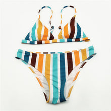 Women's Colorful Stripe Triangle Bikini Set - Two-Piece Swimsuit for Summer