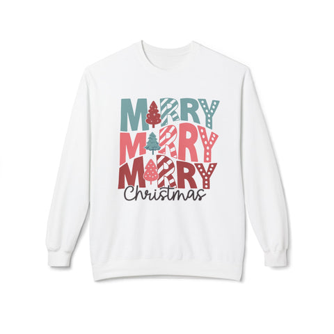 Merry Christmas Retro - Fleece Crewneck Sweatshirt