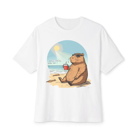 Minimalist Capybara On Vacation v1 - Oversized Fit