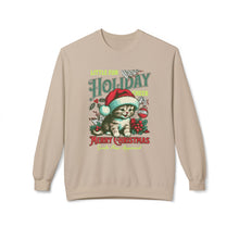 Vintage Christmas Cat - Fleece Crewneck Sweatshirt