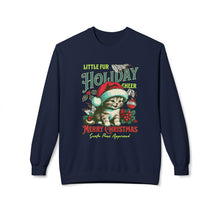 Vintage Christmas Cat - Fleece Crewneck Sweatshirt