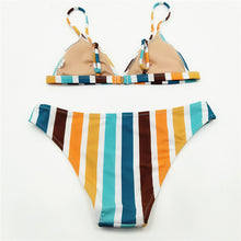 Women's Colorful Stripe Triangle Bikini Set - Two-Piece Swimsuit for Summer