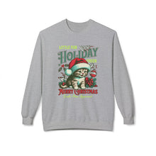 Vintage Christmas Cat - Fleece Crewneck Sweatshirt