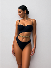 Women's Striped One-Piece Swimsuit - High-Cut Bathing Suit with Padded Cups and Spaghetti Straps