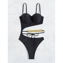 Women's Striped One-Piece Swimsuit - High-Cut Bathing Suit with Padded Cups and Spaghetti Straps