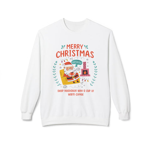 Santa Relaxation for Merry Christmas- Fleece Crewneck Sweatshirt