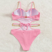 Women's Striped One-Piece Swimsuit - High-Cut Bathing Suit with Padded Cups and Spaghetti Straps