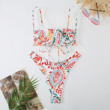 Women's Vintage Floral Bikini Set - 2024 Two-Piece Swimsuit with Push-Up Top