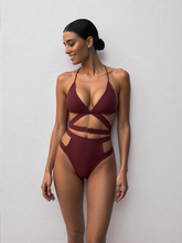 Women's High-Waist Bikini Set - V-Cut Tie and Buckle Detail Swimwear