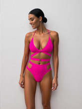 Women's High-Waist Bikini Set - V-Cut Tie and Buckle Detail Swimwear